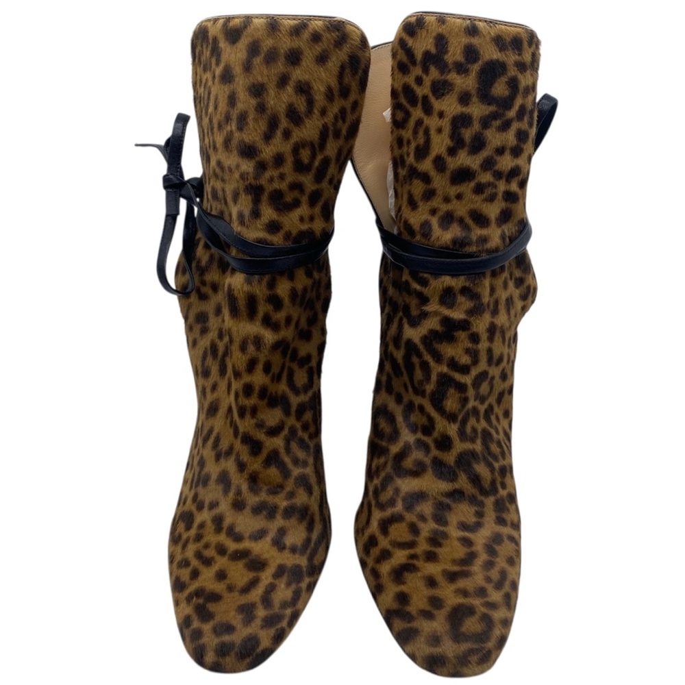 Sergio Rossi Womens Shoes Leopard Heeled Boots Sz 11 Leather Calf Hair Italy - Picture 4 of 12